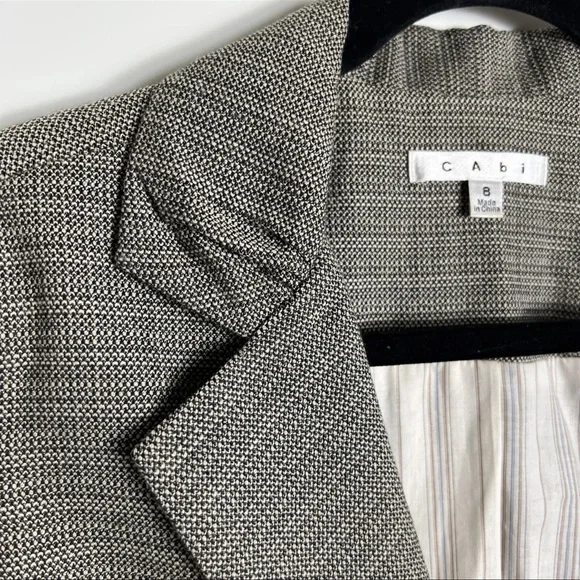 CABi Barrister Tweed Ruched 3/4 Sleeve Womens Blazer Style 923  Brown Size 8 - Picture 5 of 12